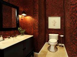 Modern Red Bathroom With Bold Patterned Wallpaper Half Bathroom Stylish Bathroom Bathroom Red