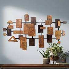 Brownsville 43 3 4 Wide Painted Geometric Metal Wall Art 72w60 Lamps Plus Wall Art Plaques Modern Metal Wall Art Metal Wall Art