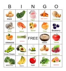 Fresh, frozen or tinned fruit or vegetables. Foods Bingo Cards Page 3