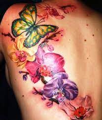 Butterfly And Orchid Tattoos Back Cover Up Tattoos Feminine Tattoos Cover Up Tattoo