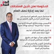 إلى جانب تأجيل كافة الإمتحانات التي كان من المقرر عقدها فى هذا الفصل لما بعد انتهاء إجازة نصف العام، مع تطبيق ذلك على كافة أنواع التعليم ومستوياته. Xva8hsqjcx7x6m