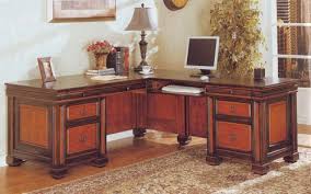 Home Office L Shaped Executive Desk In Dark Two Tone Finish Free Shipping Marjen Of Chicago Chicago Discount Furniture