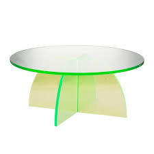 Even though the two may occupy exactly the same footprint, the wood table will have a bigger presence in the room and seem to take up more floor space. Green Circular Acrylic Coffee Tables Sheer By Carnevale Studio For Sale At 1stdibs