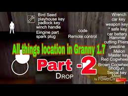 Location Of All Things In Granny Part 2 Weapon Key Padlock Key Car Key Master Key Special Youtube