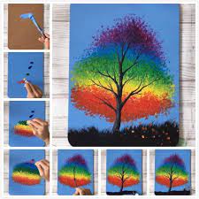 To create it, use two colors of your choice; 9 Easy Painting Ideas For Beginner Art For Home Decor Tree Art Beginner Decor Easy Beginner Painting Easy Paintings Beginner Art