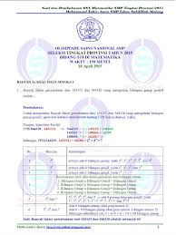 Kali ini kami akan berbagi simulasi soal dan pembahasan simulasi ksn matematika untuk smp pada tahun 2021. Soal Dan Pembahasan Osn Matematika Smp Tingkat Provinsi 2015 Bagian A Soal Isian Singkat