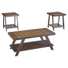 Product title kinley 3 piece coffee table set, gray wood & black metal, industrial style average rating: Bowery Hill 3 Piece Round Coffee And End Table Set In Cappuccino Living Room Furniture Furniture Rayvoltbike Com