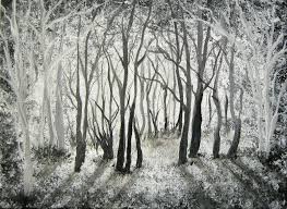 Black And White Woods Picture Clearing Black And White Painting Painting Colorful Paintings