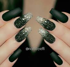 Birthday Or New Years Nails Black Nails With Glitter Prom Nails Nail Designs