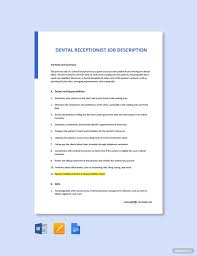 Dental Office Receptionist Job Description Ad Affiliate Office Dental Receptionist Desc In 2020 Job Description Template Jobs For Teachers Job Description