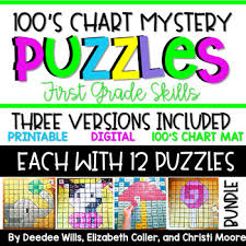 100 s chart mystery puzzles year first grade bundle