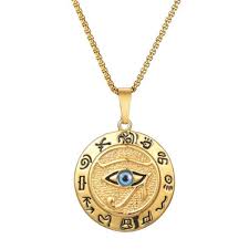 18K Gold Eye Of Horus Pendant With A Turquoise Stone (Jewelry Gifts)  |Nilestone.Com