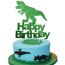 Happy 4th birthday dinosaur images. Dinosaur Cake Topper Green Glitter T Rex Happy Birthday Party Cake Decor Dino Jungle Jurassic Dinosaur Themed 1st 2nd 3rd 4th Birthday Party Cake Supplies Decorations Buy Online In Guernsey At Guernsey Desertcart Com Productid