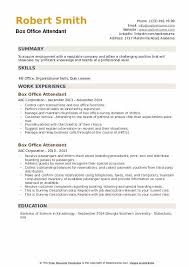 Time management,communication skills, ms office. Box Office Attendant Resume Samples Qwikresume