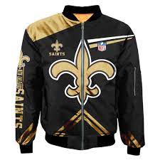 New Orleans Saints Bomber Jacket Men Women Cotton Padded Air Force One Flight Jacket Unisex C Bomber Jacket Bomber Jacket Men Flight Jacket