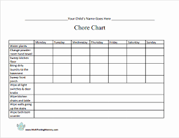 daily chore chart template lovely customizable chore chart