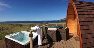 Glamping Scotland With Hot Tub Little Abodes Glamping Mega Pods With Hot Tubs Are Nestled On Our Croft In The Bea Glamping Scotland Glamping Hot Tubs Scotland
