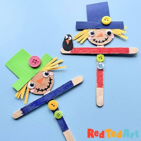 Adorable Popsicle Stick Scarecrow Craft for Kids - Red Ted Art