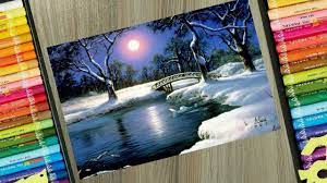 What kind of drawing can i do with pastels? Beautiful Winter Snowfall Scenery Drawing For Beginners With Oil Pastels Step By Step Youtube In 2021 Oil Pastel Oil Pastel Art Oil Pastel Paintings