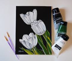 Tulip Painting Tulips White Tulips Tulip Artwork Etsy In 2020 Tulip Artwork Tulip Painting Hand Painted Artwork