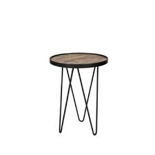 woood bijzettafel lev hout en zwart gelakt metaal o39x52 cm kopen bijzettafels karwei bijzettafel bijzettafels houten tafelbladen