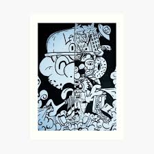 Black white tiger doodle limited edition signed. Vexx Art Prints Redbubble