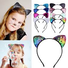 I have straightened the hair previously to show the details of the hairstyle in a better way. New Flip Sequin Cat Ears Cute Headband Children Birthday Party Headband Hair Band Girl Headdress Buy At The Price Of 1 14 In Aliexpress Com Imall Com