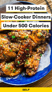 11 High Protein Slow Cooker Dinners Under 500 Calories Dinners Under 500 Calories Healthy High Protein Meals Protein Dinner Recipes