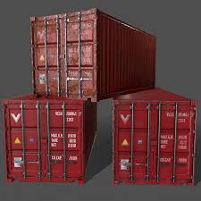 Pbr 20 Ft Shipping Cargo Container Version 1 Red 3d Model In 2020 Cargo Container Low Poly 3d Models Pbr