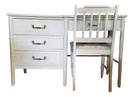 Amazing gallery of interior design and decorating ideas of white bamboo desk chairs in bedrooms, living rooms, decks/patios. 1950s Henry Link Bali Hai White Faux Bamboo Desk And Chair 2 Pieces Chairish
