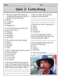 Think you know a lot about halloween? Gettysburg Movie Quizzes By Jay Miller Teachers Pay Teachers