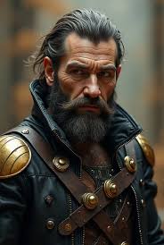 steampunk sorcerer priest rugged black male face fat