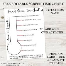 free printable editable screen time thermometer chart save