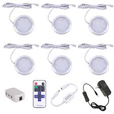 Aiboo Led Under Cabinet Lighting Fixture Kitchen Under Counter Lights With Plug In And Wireless Rf Remote Control 6 Thin Cabinet Led Puck Light Kits 4000k Natural White