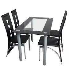 Available in two leg finishes, pair with the clara dining chair for a complete look! Black Transparent 110cm Dining Table Set 8mm Tempered Glass Dining Table With 4pcs High Back Chairs Dining Room Sets Aliexpress