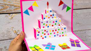 Open the card with the tab and apply a little glue to the bottom of the tab. Diy Birthday Cake Pop Up Card Easy Pop Up Card Tutorials Happy Birthday Card Ideas Youtube