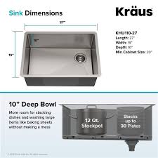 27 kitchen sink are very essential for every type of kitchen and can be used for countless numbers of purposes starting from cleaning utensils to washing foods and much more. Kraus Standart Pro Undermount Kitchen Sink Single Bowl 27 In Stainless Steel Khu110 27 Rona
