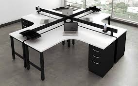 4 Person Desking Unit Minimalist Office Design Desk Layout Office Workstations