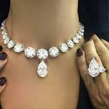 25 Carat Pear Ring Round Tennis Women Necklace 925 Sterling Silver Cz Gift New Nikigems Tennis Bridal Jewelry Beautiful Jewelry Jewelry Design