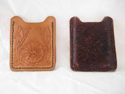 This leather credit card holder pattern will help you in creating the easiest and quickest diy card holder that can be given as gifts. Custom Made Hand Tooled Leather Credit Card Holder Money Clip Etsy