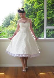 1950 S Bride Polka Dot Wedding Dress Wedding Dresses Tea Length Wedding Dress