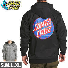 Clothing Shoes Accessories Santa Cruz Classic Dot Hooded Windbreaker Jacket Black W Blue Dot Xl Men Clothing