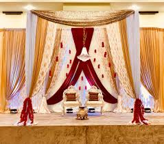Gold Red Damask Mandap Pakistani Wedding Stage Wedding Stage Decor Wedding Stage