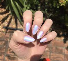Iridescent Opal Chrome Over White Is Amazing Opal Nails Oval Nails Designs Oval Nails