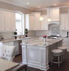 white cabinets, grey granite, white