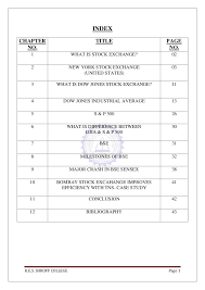 Case Study On Dow Jones Stock Exchange And Bse