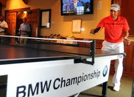 Kong linghui — sydney 2000. Pga Tour Pro Sergio Garcia Returns A Shot From Olympic Table Tennis Player Timothy Wang At The 2013 Bmw Championship At Conway Farms Clubhouse In Lake Forest Il On Wednesday September 11