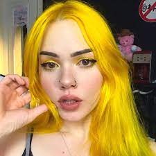 Billiedawningle Mixed Cosmic Sunshine Porange To Get This Color Yellow Hair Dye Yellow Hair Color Aesthetic Hair