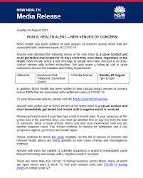 Nsw health and hospital codes of conduct restrict staff from speaking to media, leading to scarce insight into their experiences. Nsw Health On Twitter Public Health Alert New Venues Of Concern We Have Been Notified Of A Number Of New Close And Casual Contact Venues Of Concern Associated With Confirmed Cases