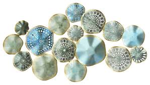 Distressed metal wall sconce $44.99 red flower burst canvas $59.99 only $20.00 a month. Cluster Metal Wall Decor Blue And Green Contemporary Metal Wall Art By Bisonoffice 12215 Houzz
